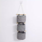 Alilang 3-Piece Hanging Wall Organizer Set with Wooden Rods and Fabric Pockets 5.5x7x3.5in- Gray