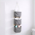 Alilang Set di 3 Organizer Pensili da Parete con Aste in Legno e Tasche in Tessuto 5.5x7x3.5in - Grigio