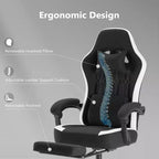 Sedia da gaming Bestier con supporto lombare, sedia da ufficio con altezza regolabile, braccioli e poggiatesta, ruote girevoli a 360°
