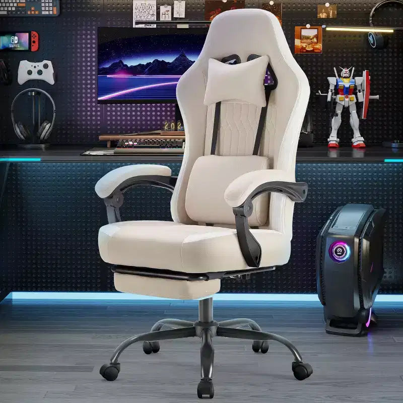 Sedia da gaming Bestier con supporto lombare, sedia da ufficio con altezza regolabile, braccioli e poggiatesta, ruote girevoli a 360°