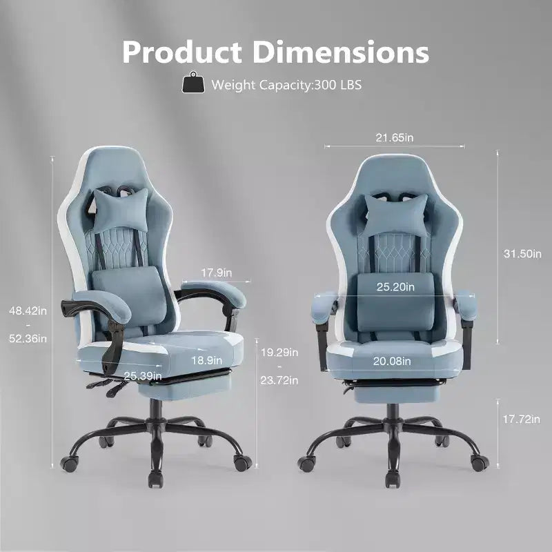 Sedia da gaming Bestier con supporto lombare, sedia da ufficio con altezza regolabile, braccioli e poggiatesta, ruote girevoli a 360°
