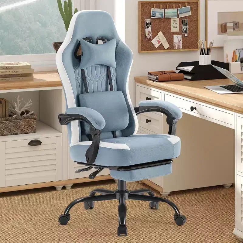 Sedia da gaming Bestier con supporto lombare, sedia da ufficio con altezza regolabile, braccioli e poggiatesta, ruote girevoli a 360°