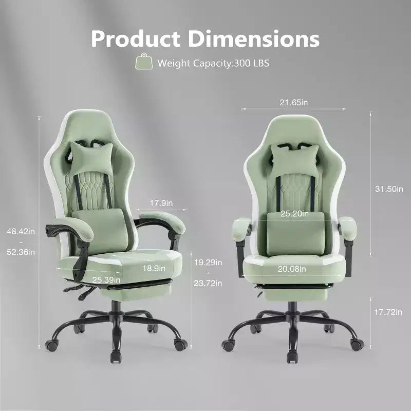 Sedia da gaming Bestier con supporto lombare, sedia da ufficio con altezza regolabile, braccioli e poggiatesta, ruote girevoli a 360°