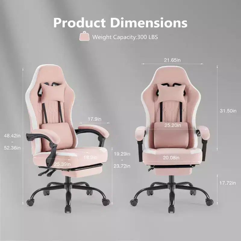 Sedia da gaming Bestier con supporto lombare, sedia da ufficio con altezza regolabile, braccioli e poggiatesta, ruote girevoli a 360°