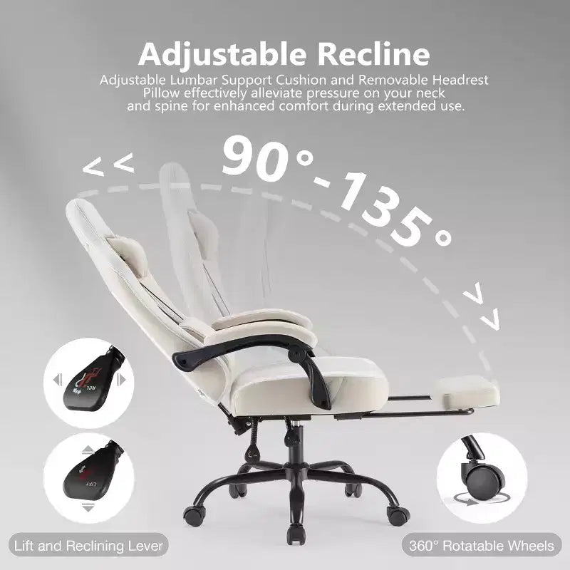 Sedia da gaming Bestier con supporto lombare, sedia da ufficio con altezza regolabile, braccioli e poggiatesta, ruote girevoli a 360°