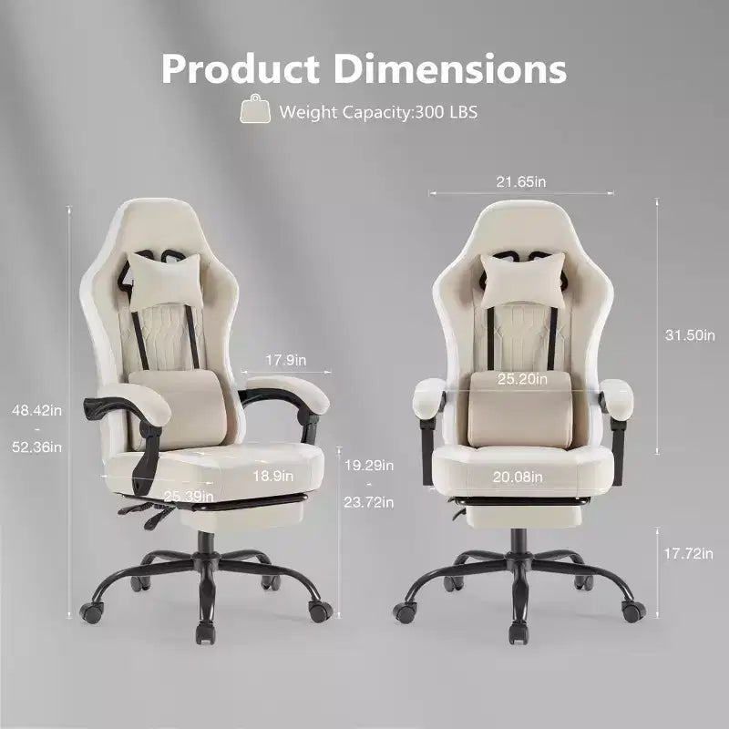 Sedia da gaming Bestier con supporto lombare, sedia da ufficio con altezza regolabile, braccioli e poggiatesta, ruote girevoli a 360°