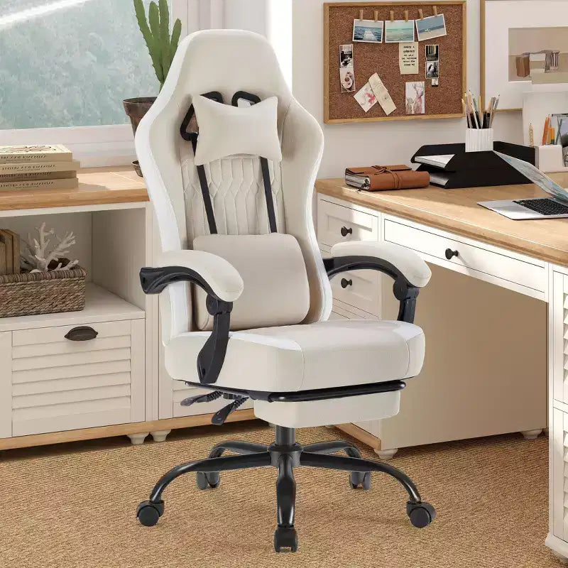 Sedia da gaming Bestier con supporto lombare, sedia da ufficio con altezza regolabile, braccioli e poggiatesta, ruote girevoli a 360°