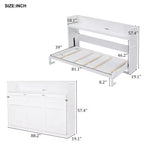 Letto a scomparsa Twin XL con mensole portaoggetti, letto a scomparsa pieghevole con scrivania, luce LED e stazione di ricarica USB