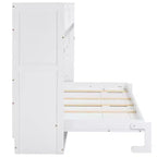 Letto a scomparsa Twin XL con mensole portaoggetti, letto a scomparsa pieghevole con scrivania, luce LED e stazione di ricarica USB