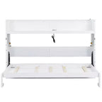 Letto a scomparsa Twin XL con mensole portaoggetti, letto a scomparsa pieghevole con scrivania, luce LED e stazione di ricarica USB
