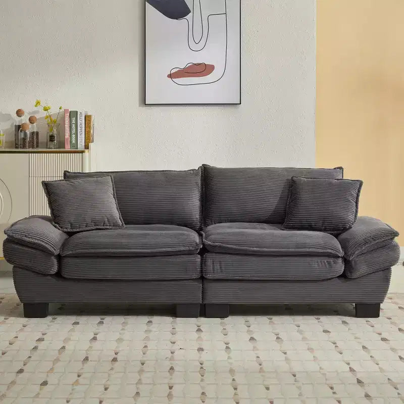EHMKNP Comodo divano letto in velluto a coste Loveseat con cuscini, Divano imbottito con seduta profonda per soggiorno, camera da letto, appartamento o ufficio