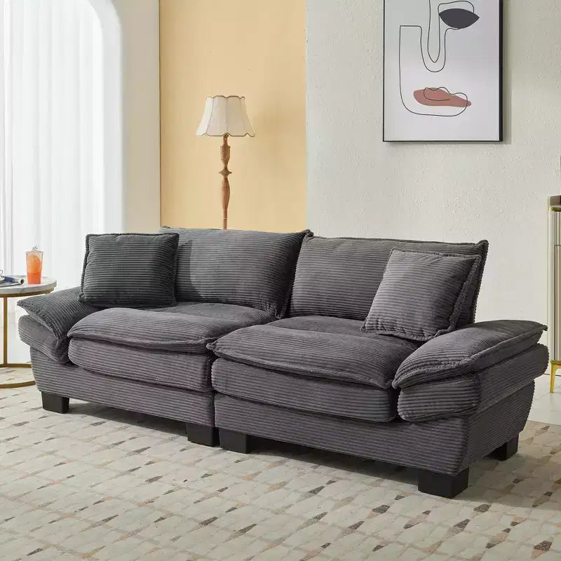 EHMKNP Comodo divano letto in velluto a coste Loveseat con cuscini, Divano imbottito con seduta profonda per soggiorno, camera da letto, appartamento o ufficio