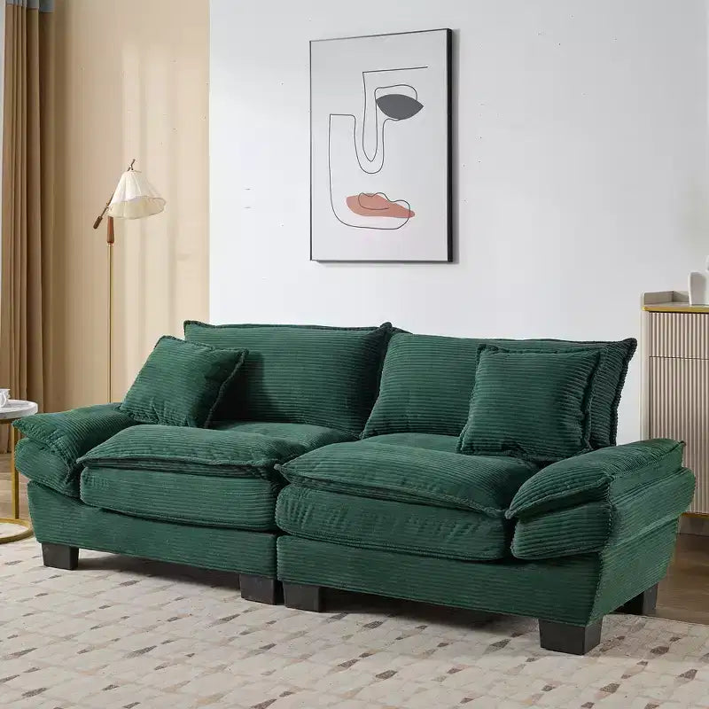 EHMKNP Comodo divano letto in velluto a coste Loveseat con cuscini, Divano imbottito con seduta profonda per soggiorno, camera da letto, appartamento o ufficio