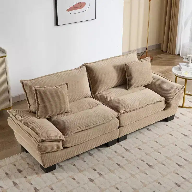 EHMKNP Comodo divano letto in velluto a coste Loveseat con cuscini, Divano imbottito con seduta profonda per soggiorno, camera da letto, appartamento o ufficio