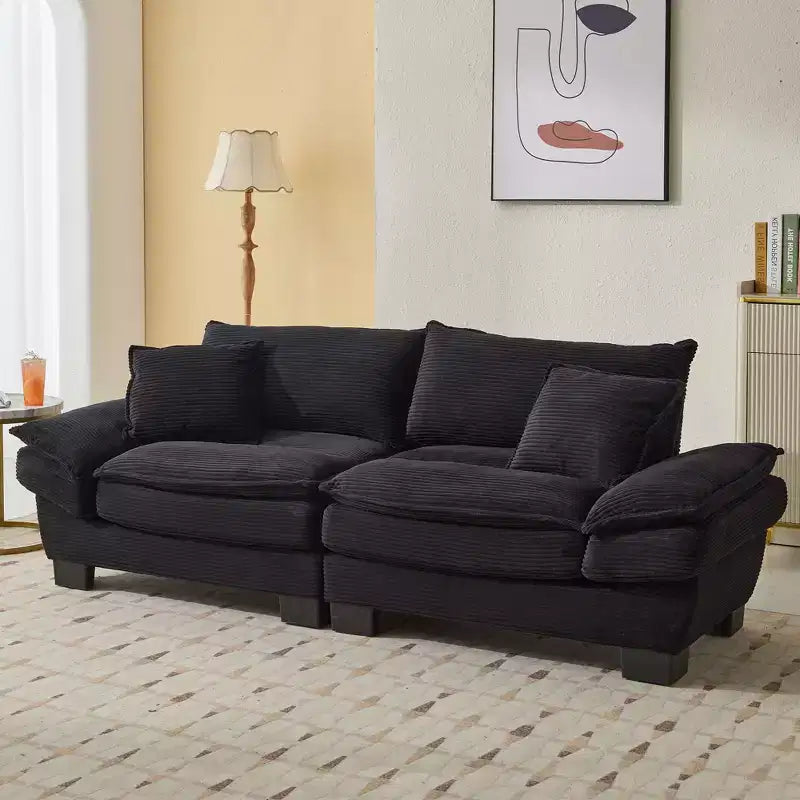 EHMKNP Comodo divano letto in velluto a coste Loveseat con cuscini, Divano imbottito con seduta profonda per soggiorno, camera da letto, appartamento o ufficio