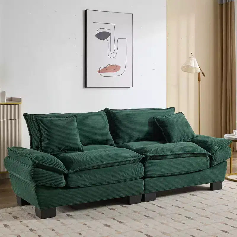 EHMKNP Comodo divano letto in velluto a coste Loveseat con cuscini, Divano imbottito con seduta profonda per soggiorno, camera da letto, appartamento o ufficio