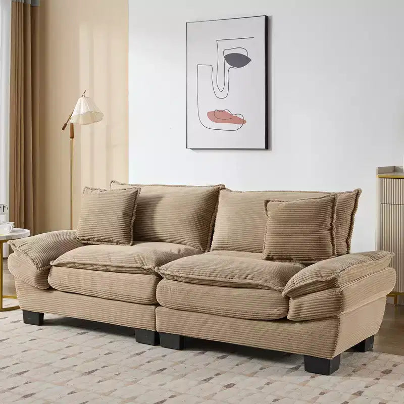 EHMKNP Comodo divano letto in velluto a coste Loveseat con cuscini, Divano imbottito con seduta profonda per soggiorno, camera da letto, appartamento o ufficio