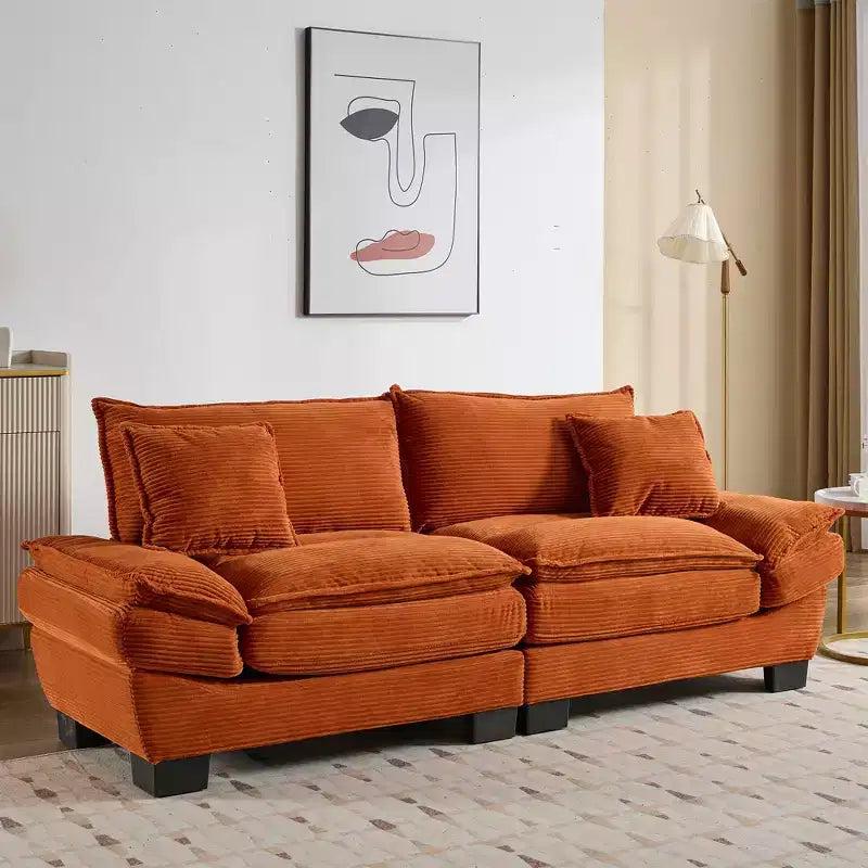 EHMKNP Comodo divano letto in velluto a coste Loveseat con cuscini, Divano imbottito con seduta profonda per soggiorno, camera da letto, appartamento o ufficio