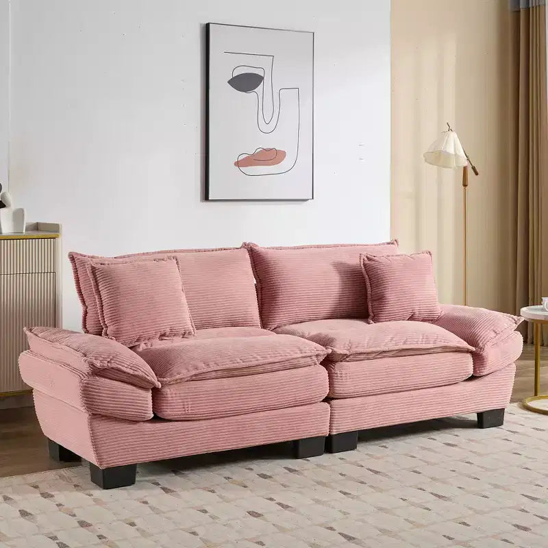 EHMKNP Comodo divano letto in velluto a coste Loveseat con cuscini, Divano imbottito con seduta profonda per soggiorno, camera da letto, appartamento o ufficio