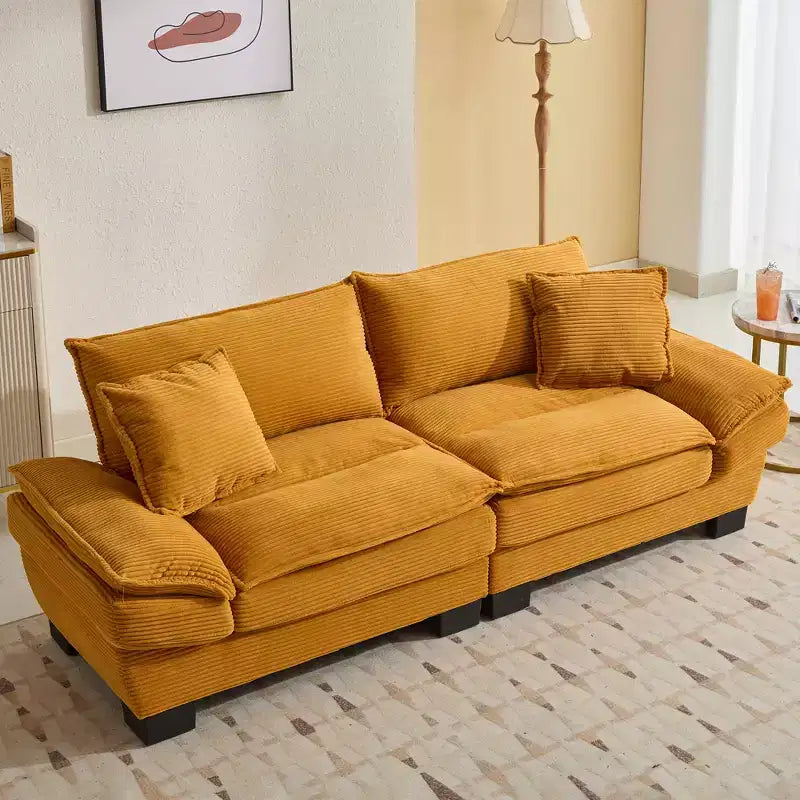 EHMKNP Comodo divano letto in velluto a coste Loveseat con cuscini, Divano imbottito con seduta profonda per soggiorno, camera da letto, appartamento o ufficio
