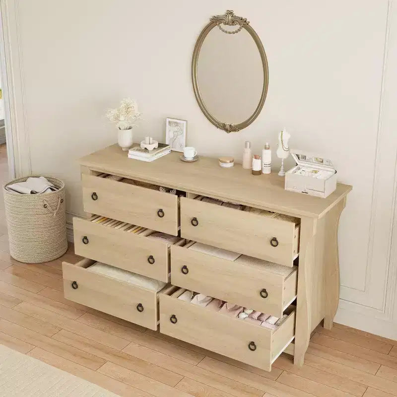 Cassettiera a 6 cassetti per camera da letto, cassettone in legno autoportante largo 120 cm, moderno armadio organizer per soggiorno, ingresso e corridoio