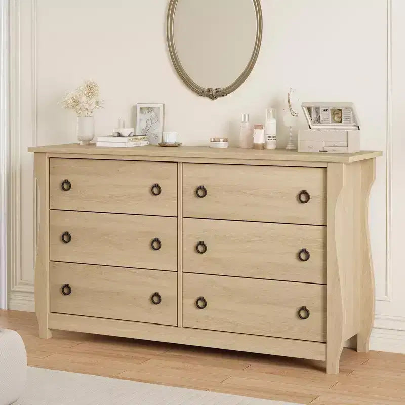 Cassettiera a 6 cassetti per camera da letto, cassettone in legno autoportante largo 120 cm, moderno armadio organizer per soggiorno, ingresso e corridoio
