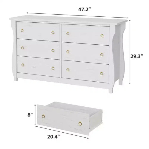 Cassettiera a 6 cassetti per camera da letto, cassettone in legno autoportante largo 120 cm, moderno armadio organizer per soggiorno, ingresso e corridoio