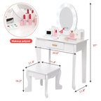 Toeletta per Bambini, Set Tavolo e Sedia da Toilette per Bambine con Specchio, Tavolino da Trucco per Bambini con Set da Gioco in Legno per Trucco, per Camera da Letto, Sala Giochi