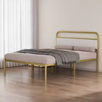 GDFStudio Cas Modern Steel Platform Bed Frame con testiera imbottita in lino