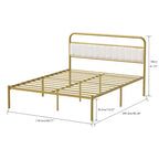 GDFStudio Cas Modern Steel Platform Bed Frame con testiera imbottita in lino