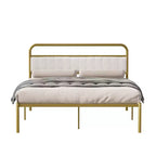 GDFStudio Cas Modern Steel Platform Bed Frame con testiera imbottita in lino