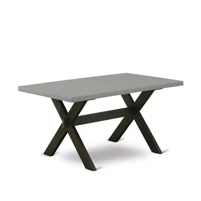 HomeStock Tavolo da pranzo rettangolare a 5 pezzi con piano in legno massello finitura rovere naturale e 4 sedie imbottite