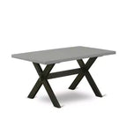 HomeStock Tavolo da pranzo rettangolare a 5 pezzi con piano in legno massello finitura rovere naturale e 4 sedie imbottite