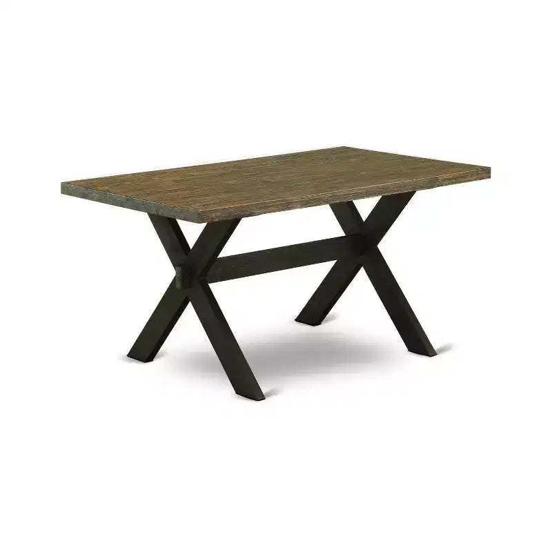 Tavolo da pranzo HomeStock 6 pezzi con piano rettangolare in legno massello finitura rovere naturale, 1 panca, 4 sedie