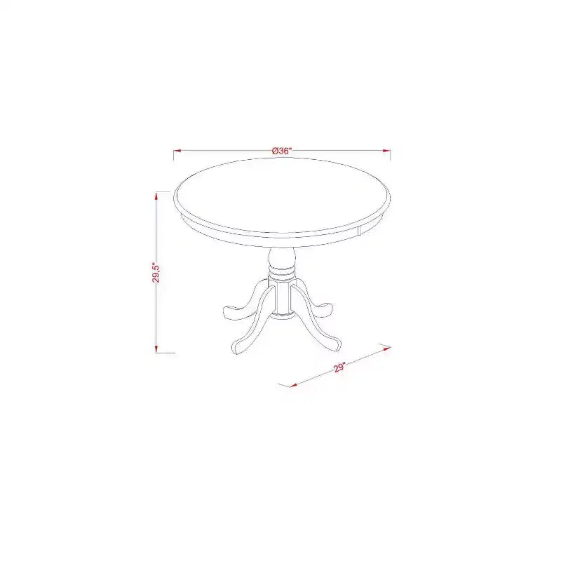 HomeStock Tavolo da pranzo rotondo da 5 pezzi con piano in legno massello finitura bianca in lino e 4 sedie