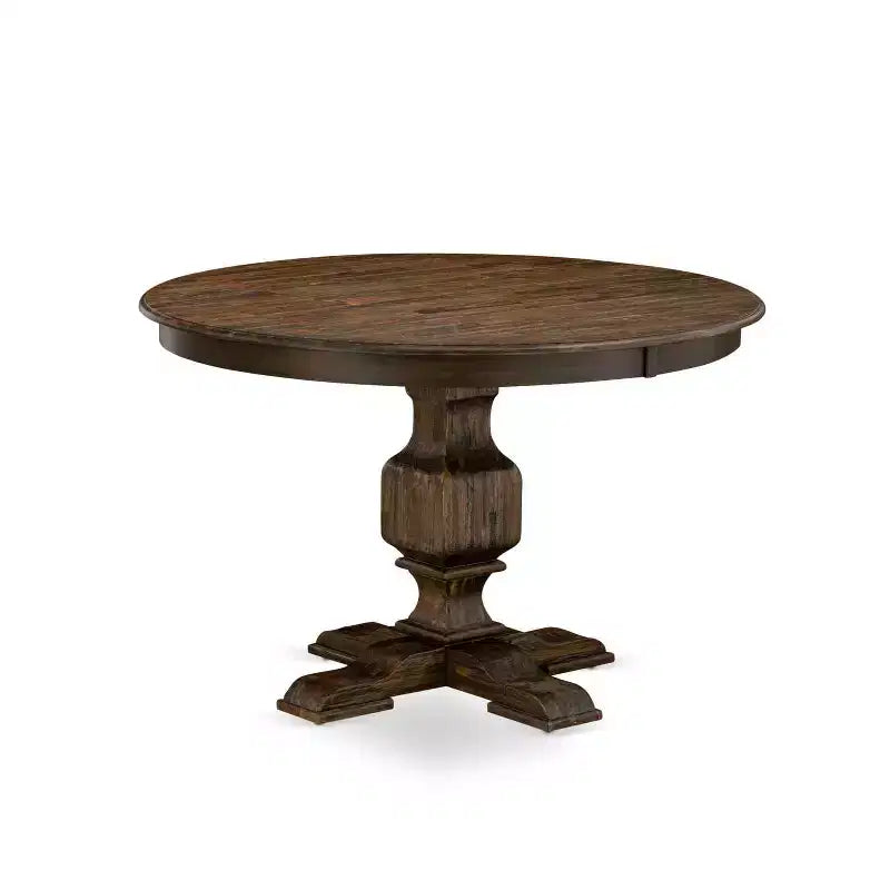 HomeStock Tavolo da pranzo a 5 pezzi con piano in legno massiccio, finitura in stile giacobiano anticato, e 4 sedie Parson