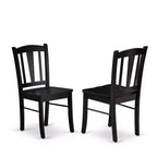 Tavolo da pranzo HomeStock a 5 pezzi, con ripiano in legno massello e finitura nera, e 4 sedie