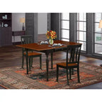 HomeStock Set Tavolo da Pranzo a Goccia in Legno Massello Finitura Nera e Ciliegio a 3 Pezzi