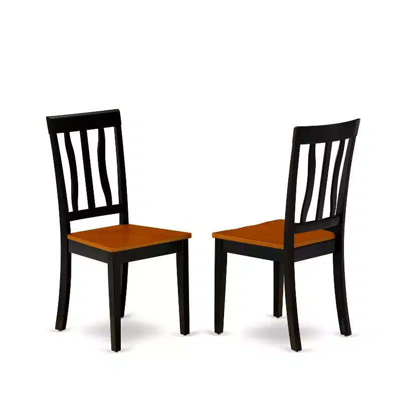 HomeStock Set Tavolo da Pranzo a Goccia in Legno Massello Finitura Nera e Ciliegio a 3 Pezzi