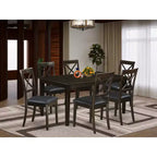 Set da pranzo moderno 7 pezzi - Tavolo rettangolare e 6 sedie - Finitura Cappuccino - HomeStock