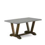HomeStock Tavolo da pranzo rettangolare a 6 pezzi in legno massello con finitura Jacobean anticata, con 1 panca e 4 sedie