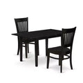 HomeStock 3-Pc Black Finish Rectangular Solid Wood Top With Butterfly Leaf Dining Table Set