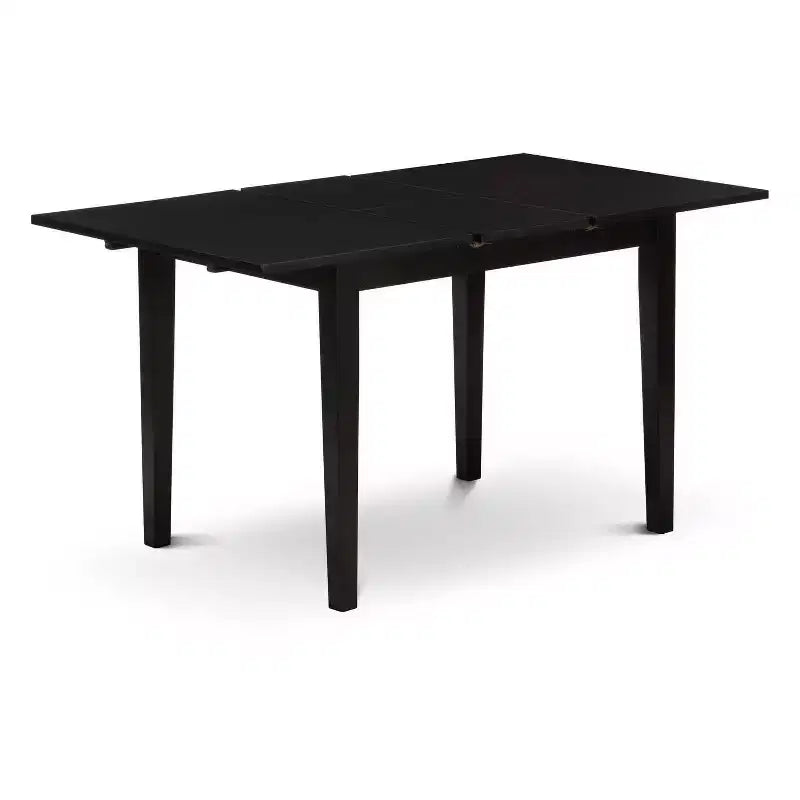 HomeStock Set da pranzo in 3 pezzi con piano rettangolare in legno massello nero e prolunga a farfalla