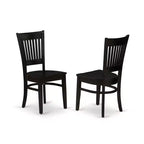 HomeStock Set da pranzo in 3 pezzi con piano rettangolare in legno massello nero e prolunga a farfalla