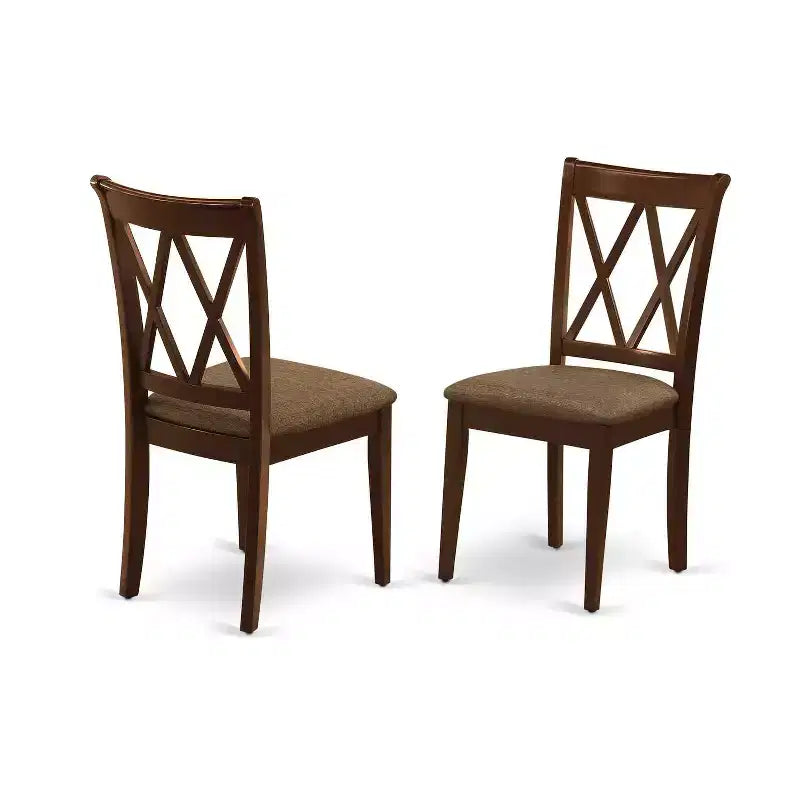 Set da tavolo da pranzo HomeStock a 3 pezzi con piano quadrato in legno massello con finitura mogano