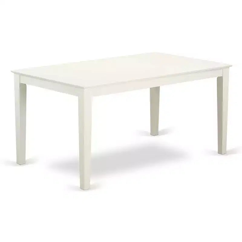 HomeStock Tavolo da Pranzo 7 Pezzi in Legno Massello Finitura Bianco Lino con 6 Sedie