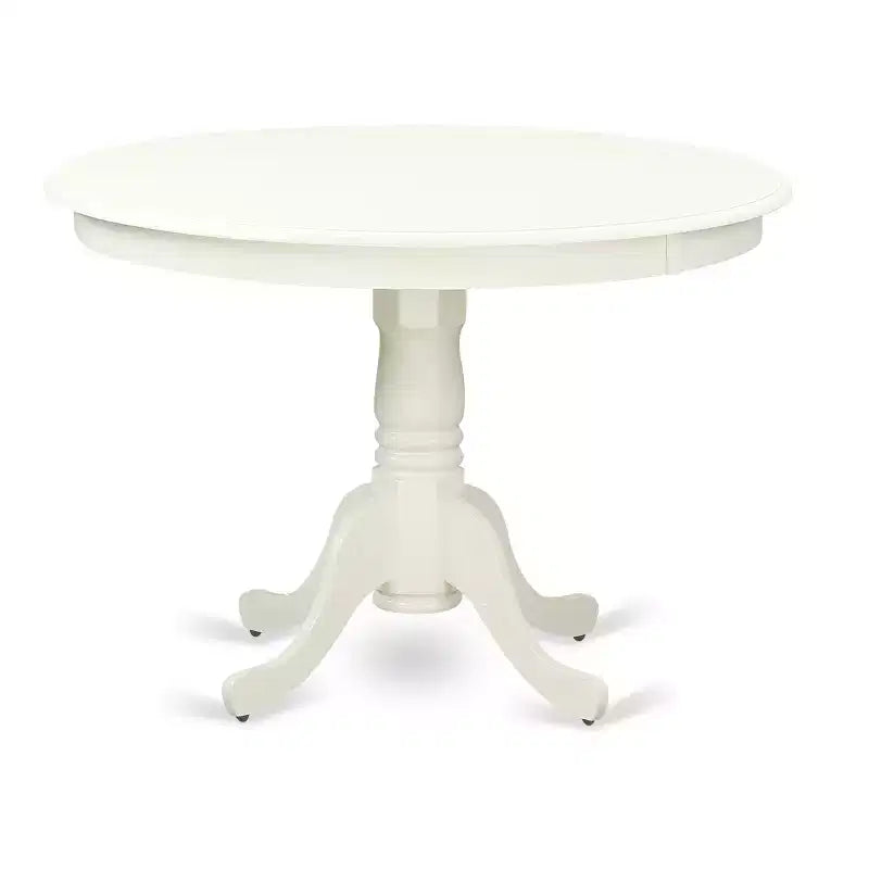 Mid-Century Dinette Set - 3 Piece Table & Chairs - Linen White Finish - Round Dining Table