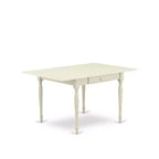 Set da pranzo rettangolare a 5 pezzi per 4 persone, con ripiano in legno massello finitura lino bianco