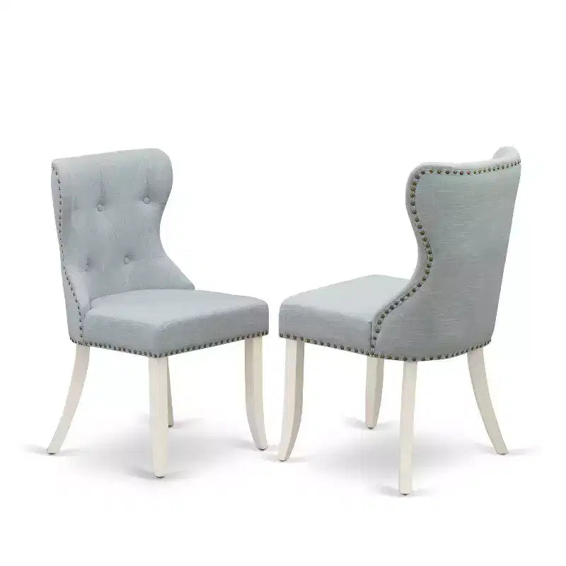 Set da pranzo rettangolare a 5 pezzi per 4 persone, con ripiano in legno massello finitura lino bianco