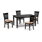5-Piece Black Finish Solid Wood Top - Rectangular Dining Room Set Seats-4